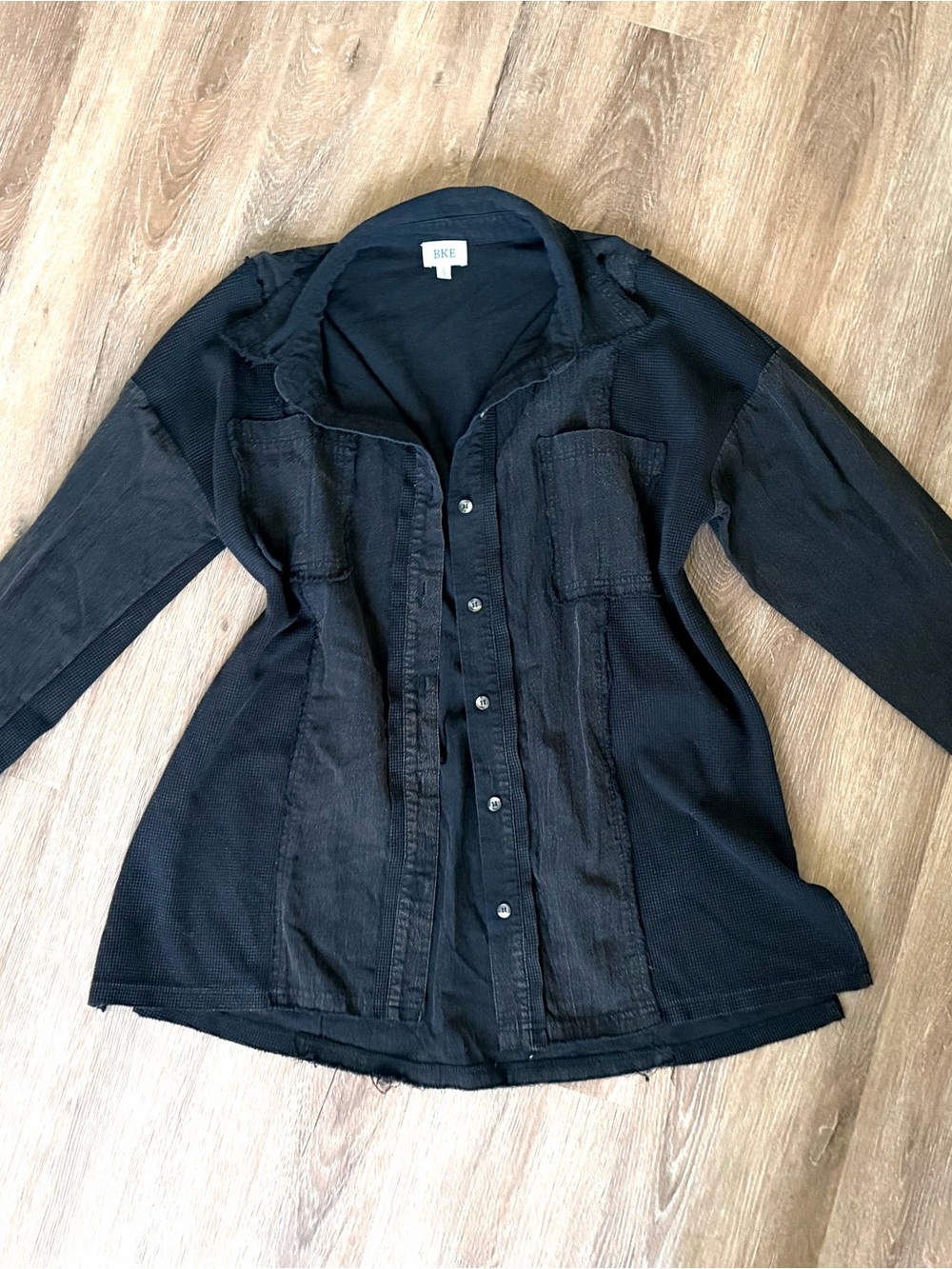BKE Black Button-Front Jean Jacket